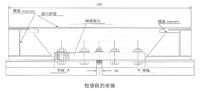 单极安全滑触线检修段的安装